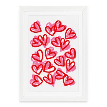Heartfelt Doodle Hearts Pattern - Framed poster (27 × 37 cm) - white - Front