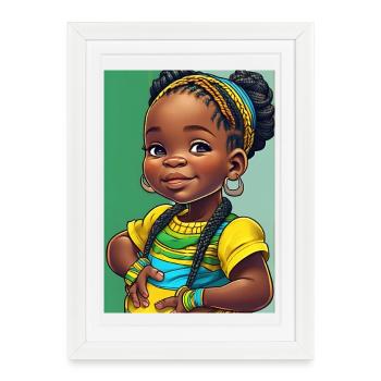 Enfant Afro coloré en braids - Affiche encadrée (27 × 37 cm) - blanc - Devant