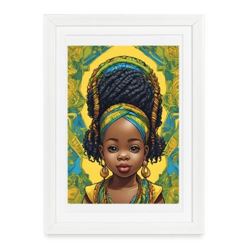 Portrait Afro Rastafari enfant - Affiche encadrée (27 × 37 cm) - blanc - Devant