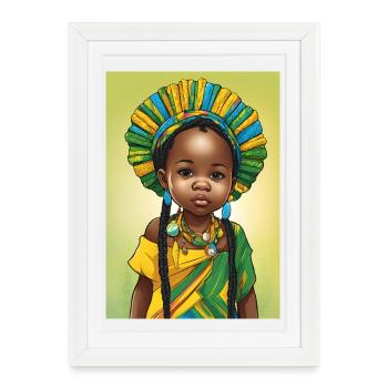 African Girl in Colorful Frost - Framed poster (27 × 37 cm) - white - Front