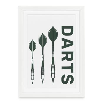 Darts Design Green avec des fléchettes - Affiche encadrée (27 × 37 cm) - blanc - Devant