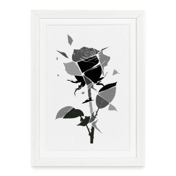 Gray and Black Geometric Rose - Framed poster (27 × 37 cm) - white - Front