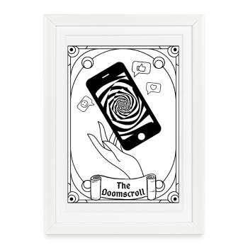Doomscroll Brainrot Smartphone Tarot - Affiche encadrée (27 × 37 cm) - blanc - Devant