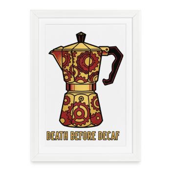 Mort avant le tatouage de cyclage du pot moka décaféiné - Affiche encadrée (27 × 37 cm) - blanc - Devant