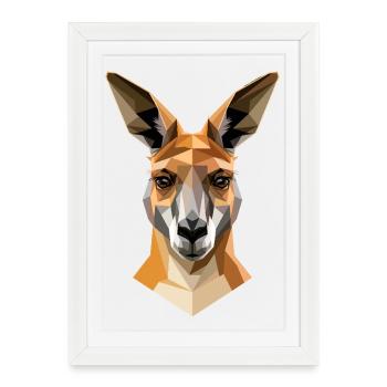 Kangourous Australie Outback Wild Mignons Kangourous - Affiche encadrée (27 × 37 cm) - blanc - Devant