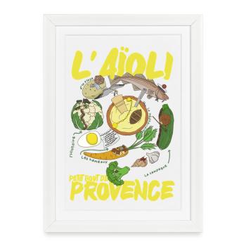 Aïoli Provençal Illustré - Affiche encadrée (27 × 37 cm) - blanc - Devant