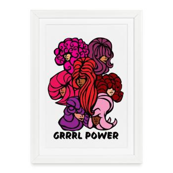 Girl Grrrl power riot 7 ladies hairdresser Hair 90s - Framed poster (27 × 37 cm) - white - Front