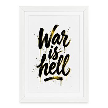 Script Yellow Graffiti Brush sur Black War, c’est l’enfer - Affiche encadrée (27 × 37 cm) - blanc - Devant
