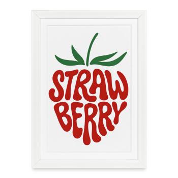 Strawberry - Aesthetic Retro Fruit Graphic Design - Framed poster (27 × 37 cm) - white - Front