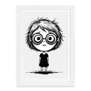 Blank Gaze Burnout Sticker Black and White - Framed poster (27 × 37 cm) - white - Front