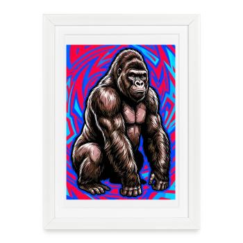 gorille - Affiche encadrée (27 × 37 cm) - blanc - Devant