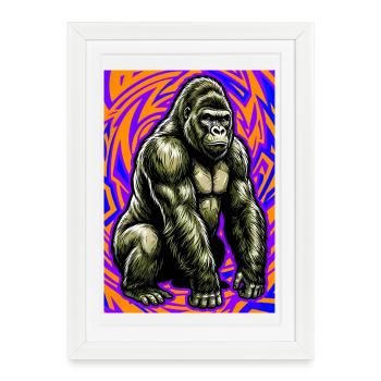 gorille - Affiche encadrée (27 × 37 cm) - blanc - Devant