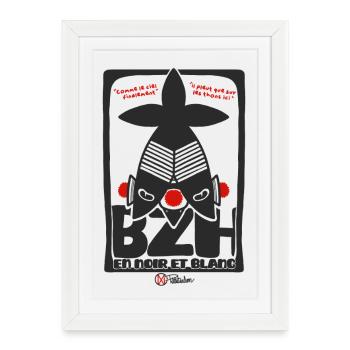BZH Breizh Hermine Sardines - Affiche encadrée (27 × 37 cm) - blanc - Devant