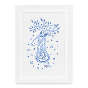 Cerf - Affiche encadrée (27 × 37 cm) - blanc - Devant