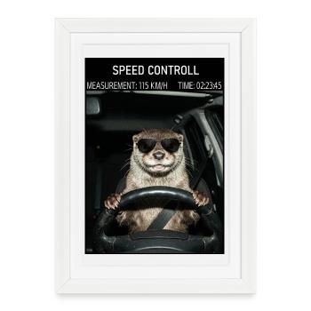 Les radars piégeaient le conducteur de voiture de la loutre - Affiche encadrée (27 × 37 cm) - blanc - Devant