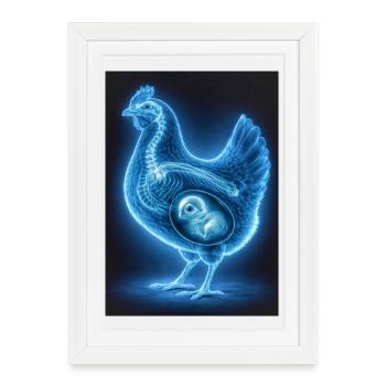 Art fœtal en poulet néon - Affiche encadrée (27 × 37 cm) - blanc - Devant