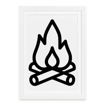 feu de camp - Affiche encadrée (27 × 37 cm) - blanc - Devant