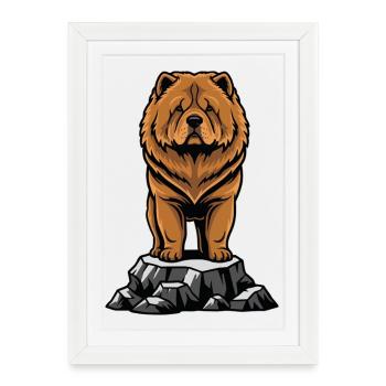 Dog Chow Chow Portrait Lion Mane - Framed poster (27 × 37 cm) - white - Front