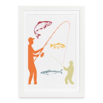 Pêcheur Pêcheur Pêcheur Passe-temps Rétro - Affiche encadrée (27 × 37 cm) - blanc - Devant