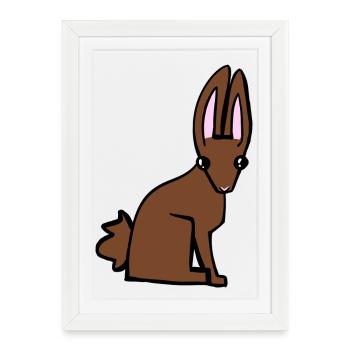 Lapin brun - Affiche encadrée (27 × 37 cm) - blanc - Devant