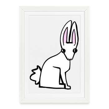 Lapin blanc - Affiche encadrée (27 × 37 cm) - blanc - Devant