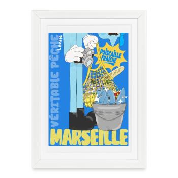 Marseille Poiscaille Fraîche - Affiche encadrée (27 × 37 cm) - blanc - Devant