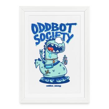 SOCIÉTÉ ODDBOT Dino-Robot Bleu - Affiche encadrée (27 × 37 cm) - blanc - Devant