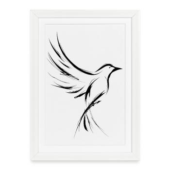 bird, bird tattoo, simple drawing - Framed poster (27 × 37 cm) - white - Front