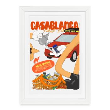 Casablanca Petit Taxi et Délices - Affiche encadrée (27 × 37 cm) - blanc - Devant