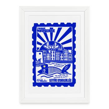Timbré Marseille - Affiche encadrée (27 × 37 cm) - blanc - Devant