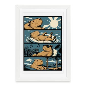 Chill Capybara Pool Vibes - Framed poster (27 × 37 cm) - white - Front