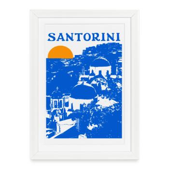 Santorin - Affiche encadrée (27 × 37 cm) - blanc - Devant
