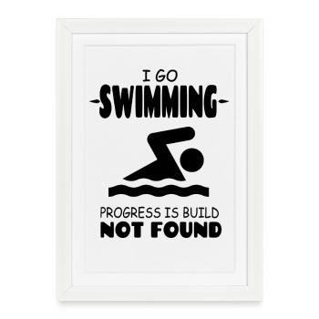 I Go Swimming Progression est Build non trouvé - Affiche encadrée (27 × 37 cm) - blanc - Devant