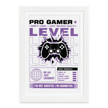 Conception de manettes Pro Gamer Level Up - Affiche encadrée (27 × 37 cm) - blanc - Devant