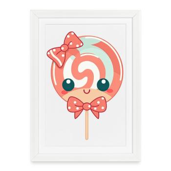 Cœur de nœud caramel sucette - Affiche encadrée (27 × 37 cm) - blanc - Devant
