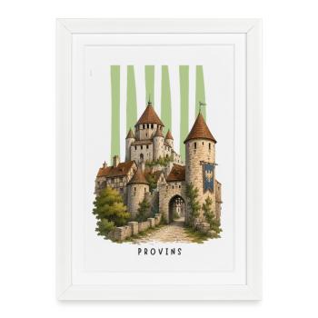 Château Provins Médiéval - Affiche encadrée (27 × 37 cm) - blanc - Devant
