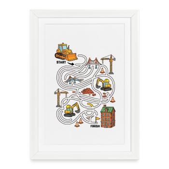 Aventure dans le Labyrinthe de Construction - Affiche encadrée (27 × 37 cm) - blanc - Devant