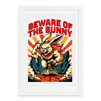 Attention Horror Bunny - Framed poster (27 × 37 cm) - white - Front