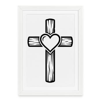 Cross Heart Symbol - Framed poster (27 × 37 cm) - white - Front