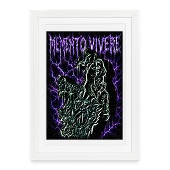Memento Vivere – Démon biomécanique du cyber grunge - Affiche encadrée (27 × 37 cm) - blanc - Devant