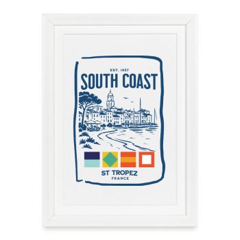 Côte Sud Saint-Tropez Bleu - Affiche encadrée (27 × 37 cm) - blanc - Devant