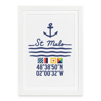 Ancre et Côtes de Saint-Malo - Affiche encadrée (27 × 37 cm) - blanc - Devant