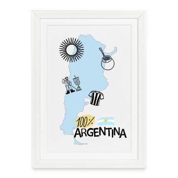 100% Argentina - Gerahmtes Poster (27 × 37 cm) - Weiß - Vorne