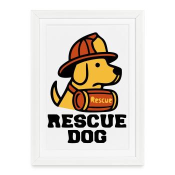 Fire Dog Rescue Dog Logo - Framed poster (27 × 37 cm) - white - Front