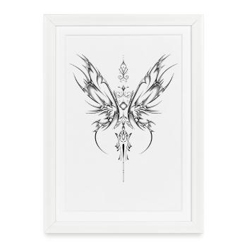 Ornamental Black Wings - Framed poster (27 × 37 cm) - white - Front