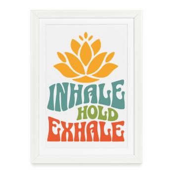 Namasté Lotus Flower Bohème Méditation Yoga Vintage - Affiche encadrée (27 × 37 cm) - blanc - Devant