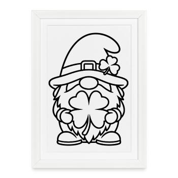 Cute dwarf with lucky clover - Framed poster (27 × 37 cm) - white - Front