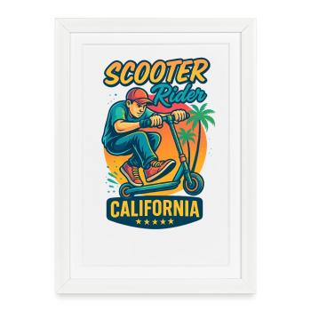 Empreinte arrière : Trottinette Freestyle Scooter - Affiche encadrée (27 × 37 cm) - blanc - Devant