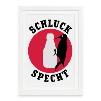 Schluckspecht | Bier | Specht | Vogel - Affiche encadrée (27 × 37 cm) - blanc - Devant