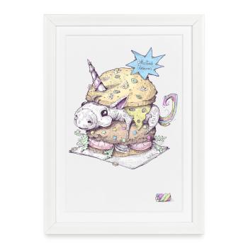 Burger Licorne - Affiche encadrée (27 × 37 cm) - blanc - Devant
